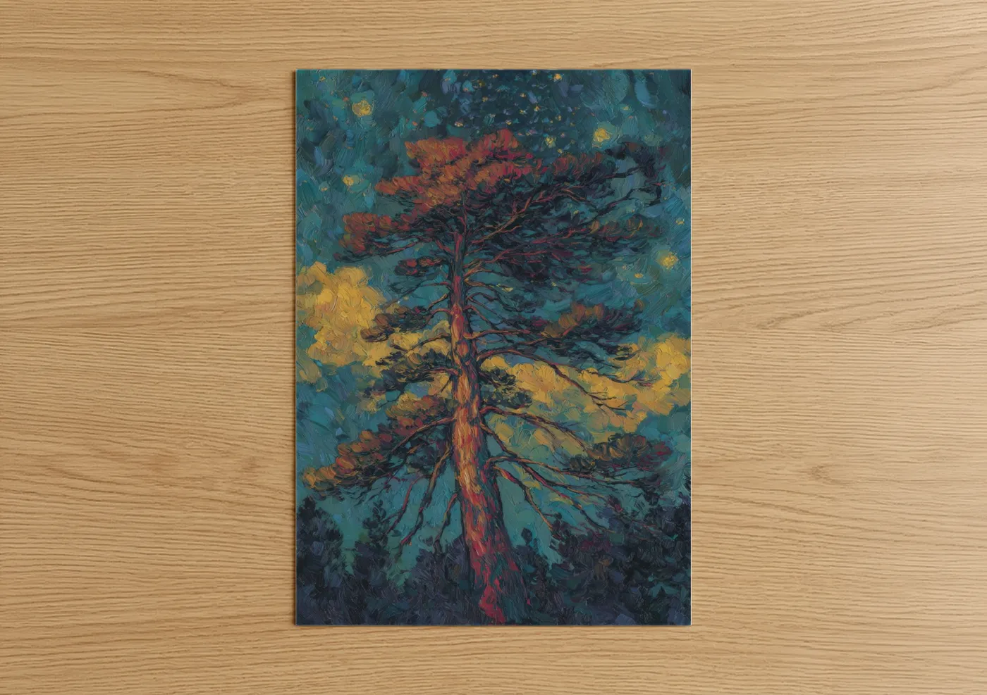 Crimson Cypress Tree Expressionist Wall Art