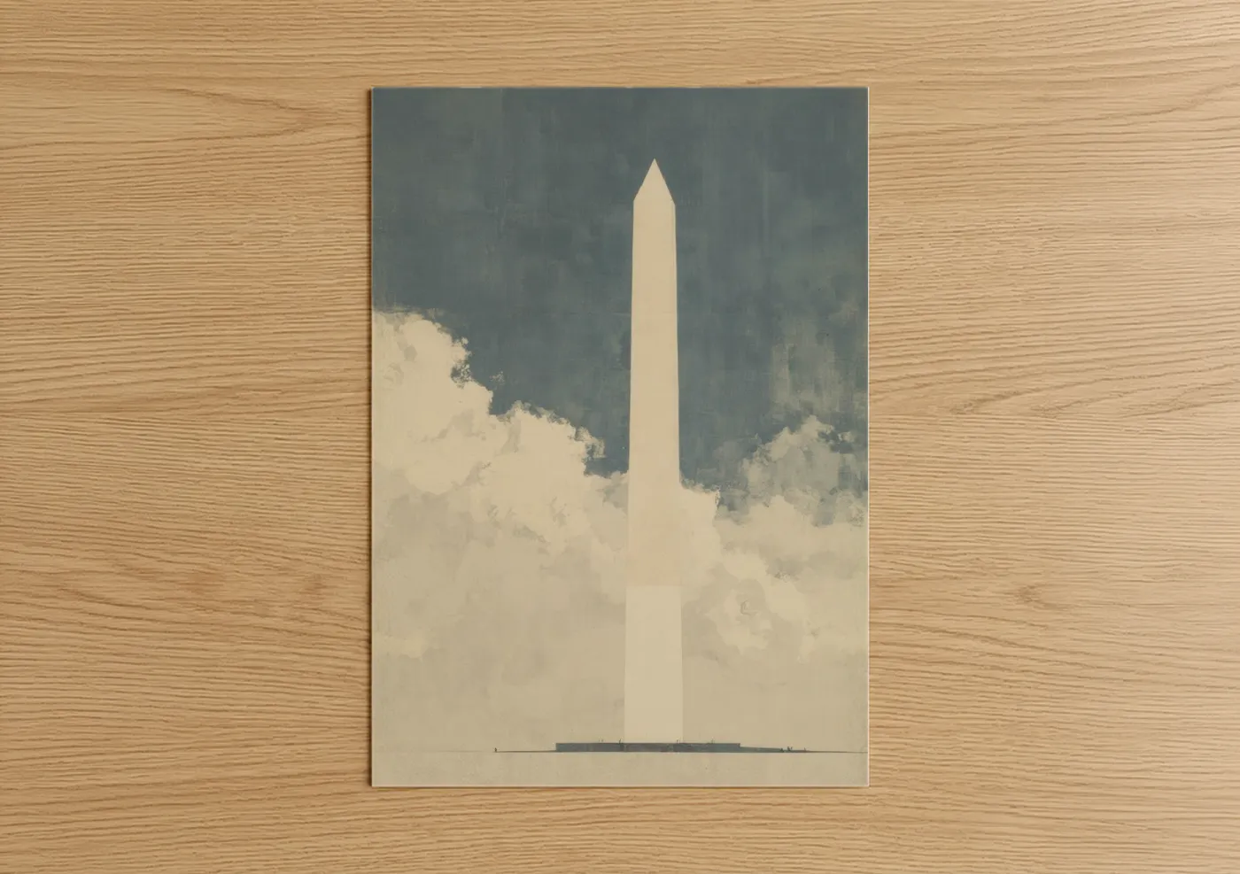 Washington Monument Cloudy Sky Wall Art