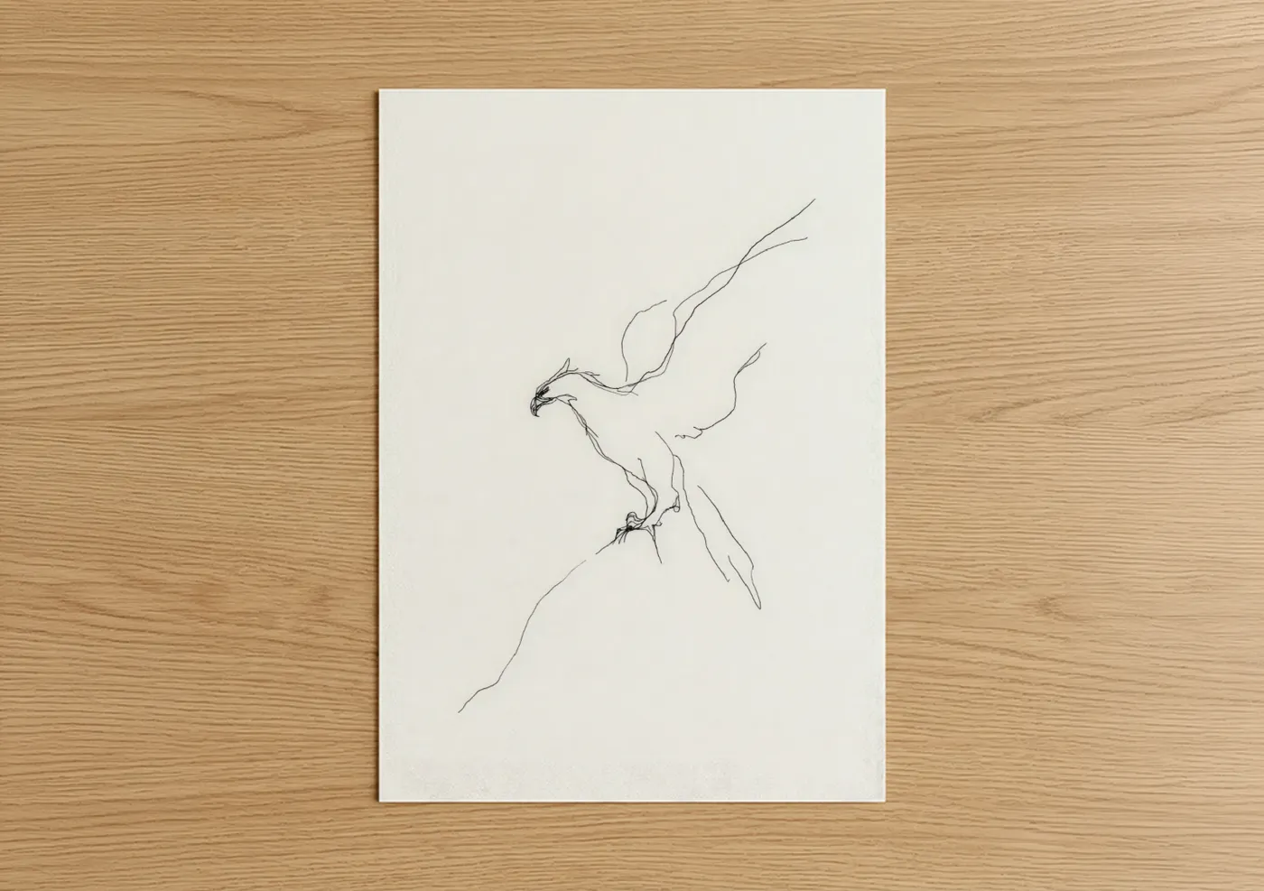 Soaring Griffin Line Art Minimalist Wall Art
