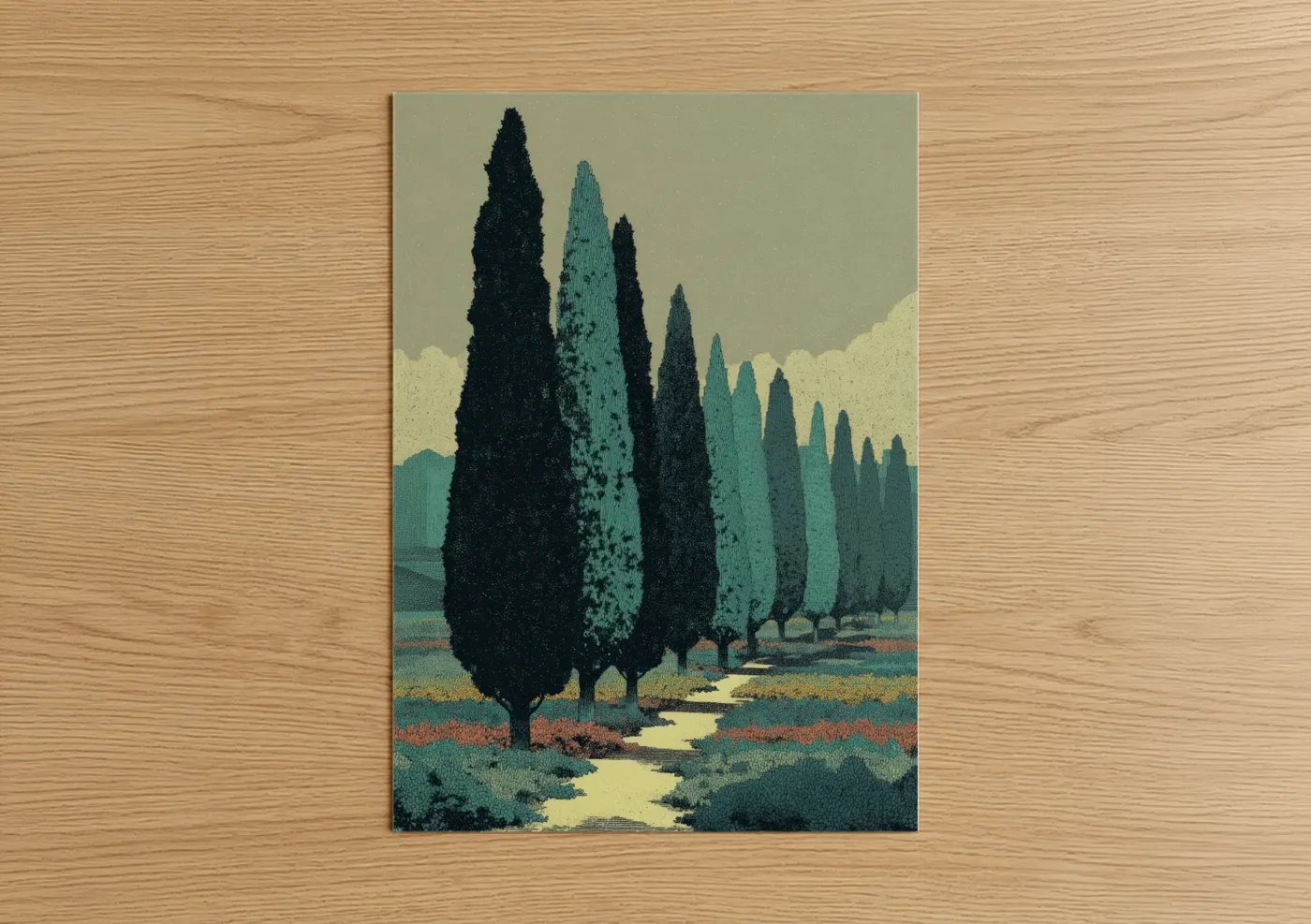 Tuscan Cypress Tree Avenue Landscape Wall Art