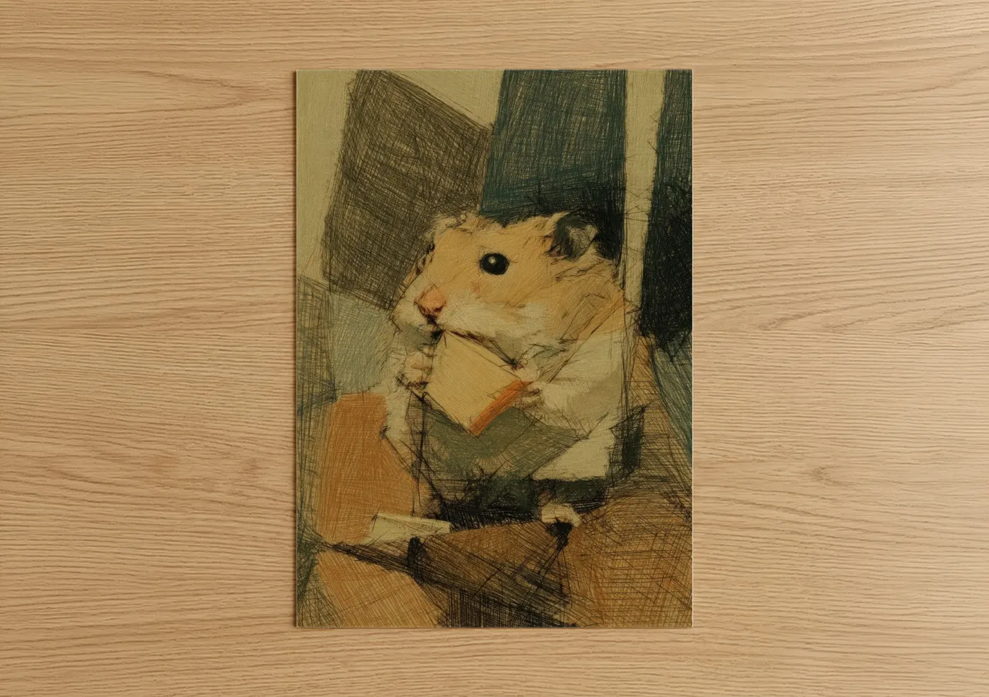 Sketched Hamster Portrait Line Wall Art