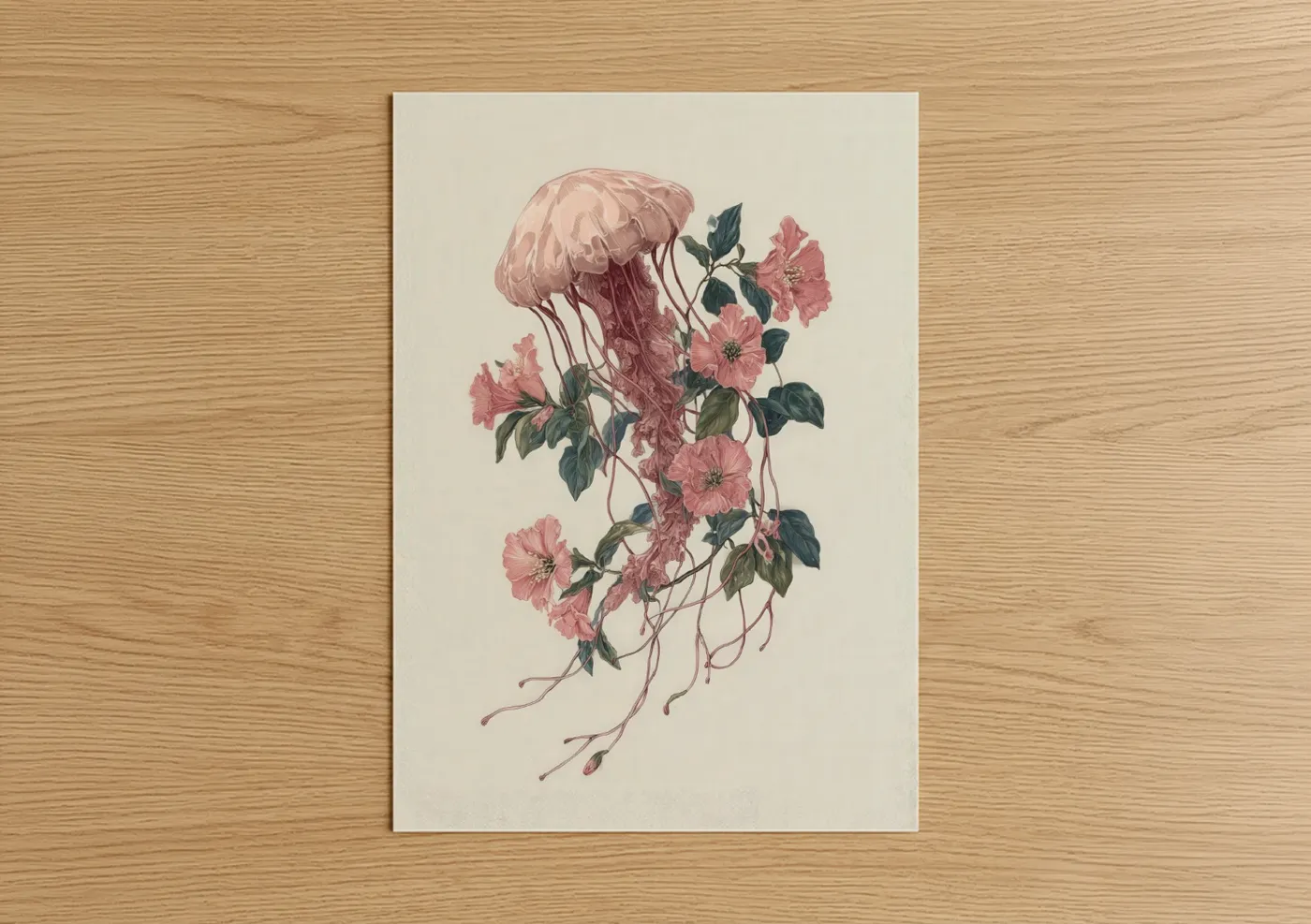 Blooming Jellyfish Floral Illustration Wall Art
