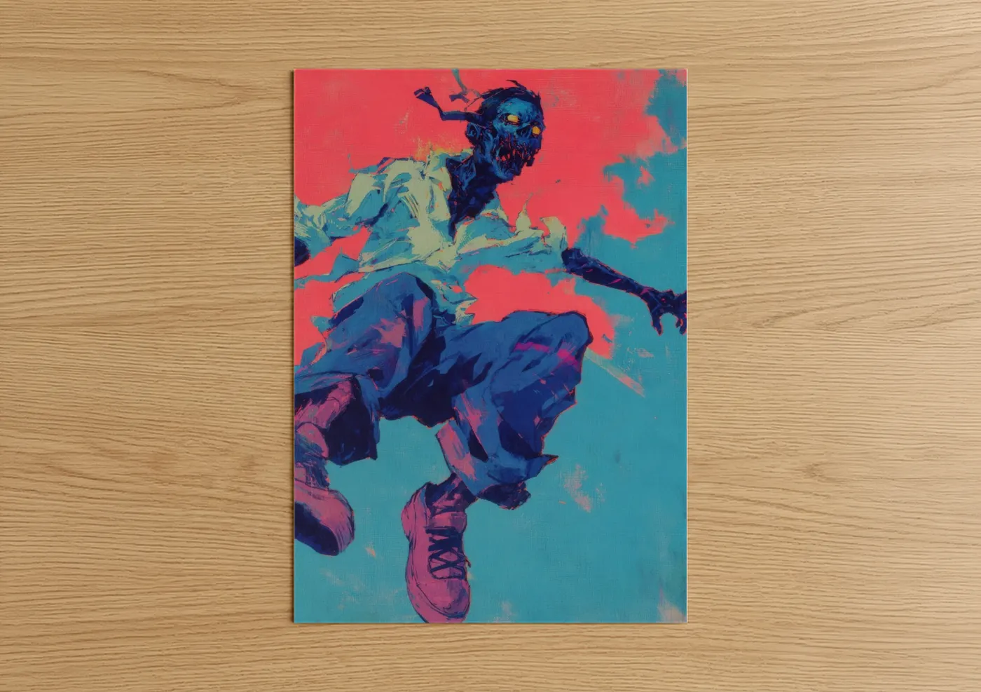 Neon Zombie Pop Art Illustration Wall Art