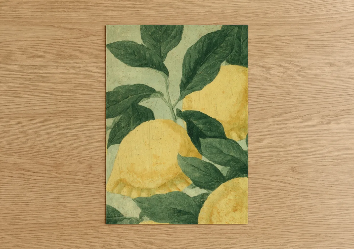 Golden Lemon Pasta Botanical Wall Art