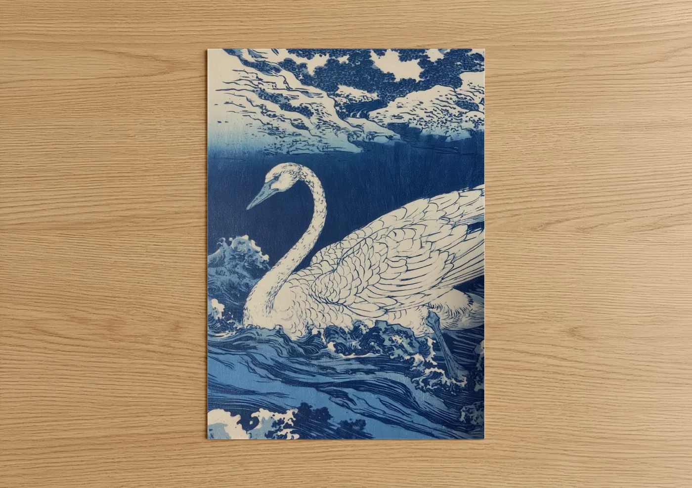 Blue and White Swan Water Wall Art