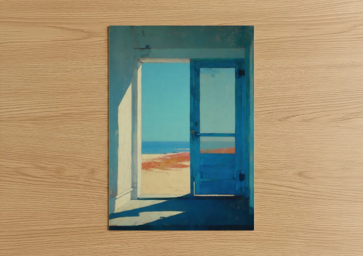 Coastal Blue Door Beach Ocean View Wall Art