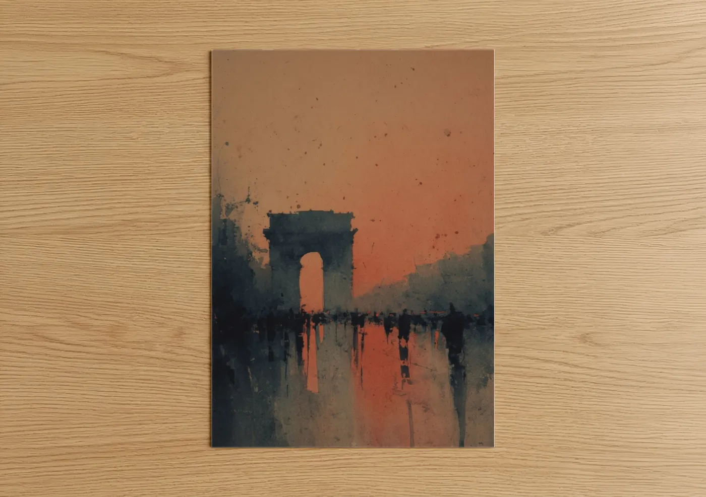 Arc de Triomphe Sunset Watercolor Wall Art