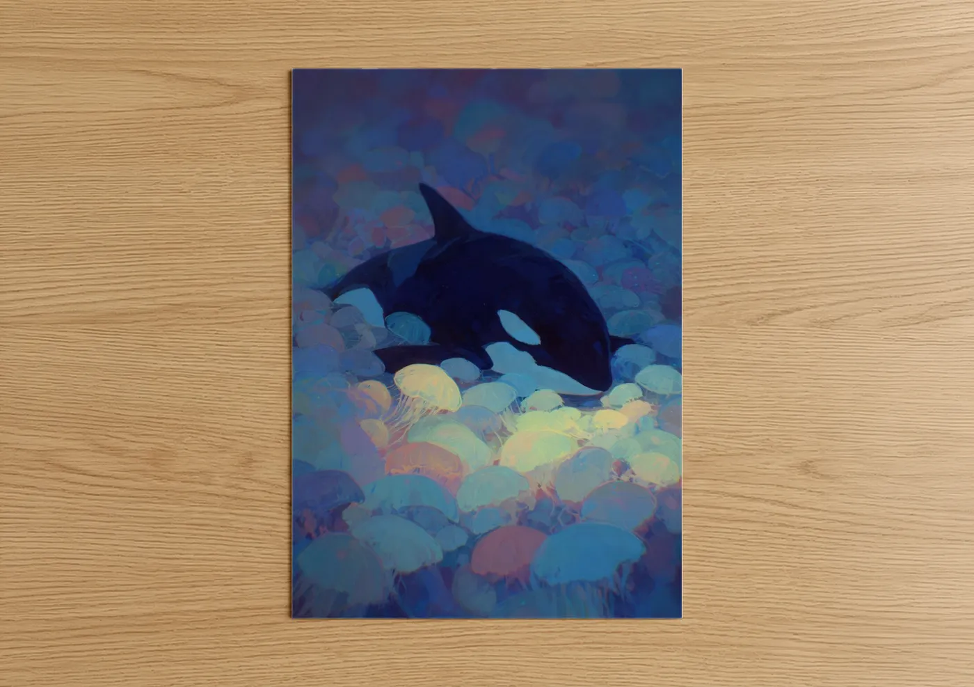 Luminous Orca Whale Jellyfish Art Wall Art