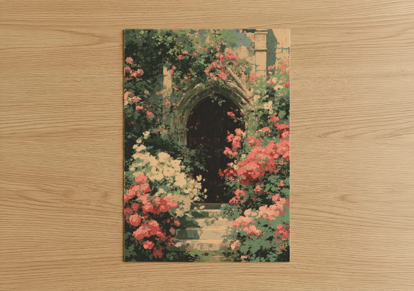 Floral Cathedral Arch with Climbing Roses Wall Art