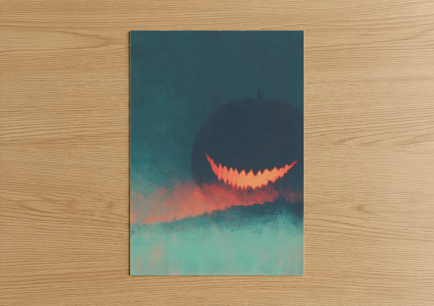 Sinister Grin Halloween Illustration Wall Art
