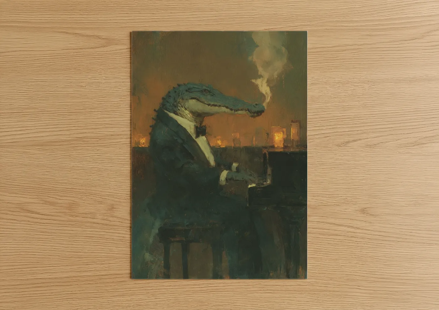 Alligator in Suit Smoking Cigar Wall Art