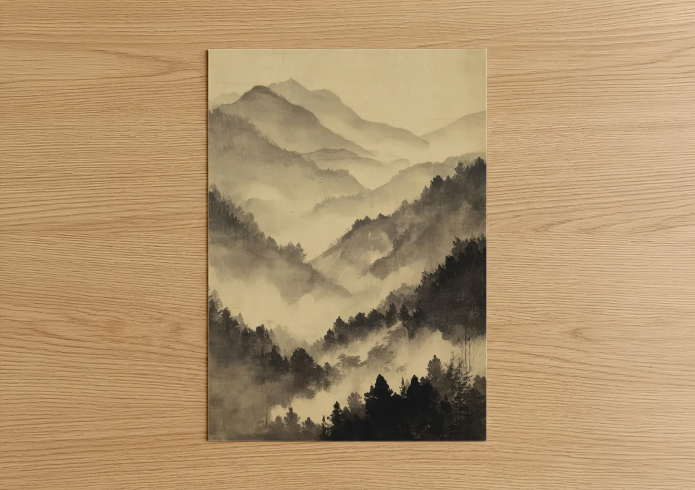 Misty Mountain Canyon Landscape Wall Art