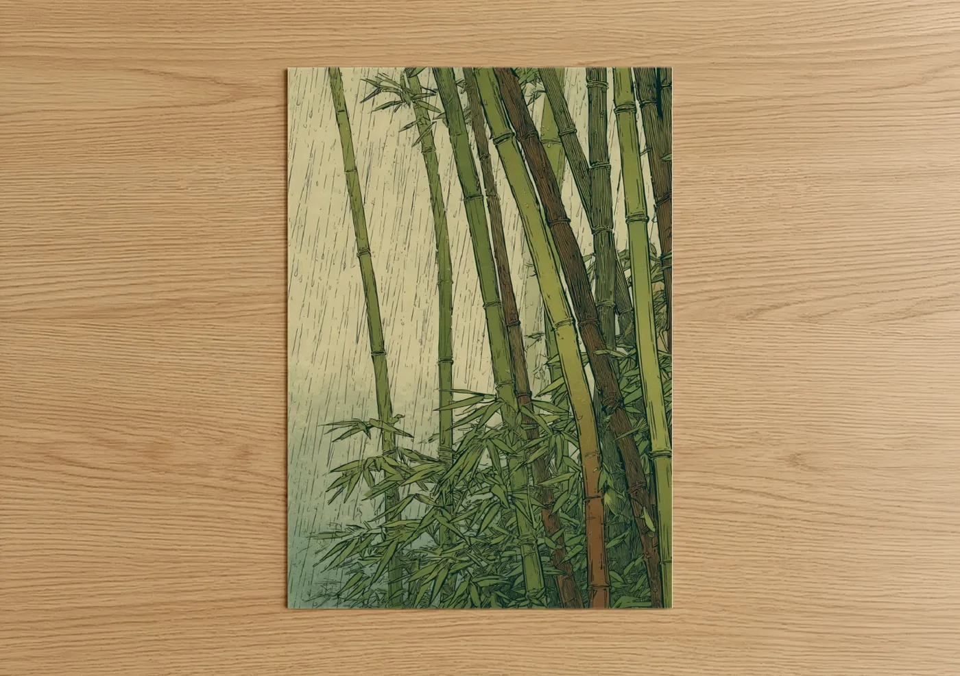 Serene Bamboo Grove Japanese Art Print Wall Art