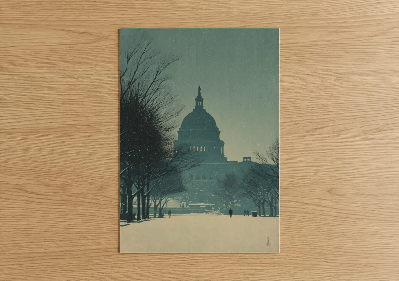 US Capitol Winter Snow Scene Wall Art