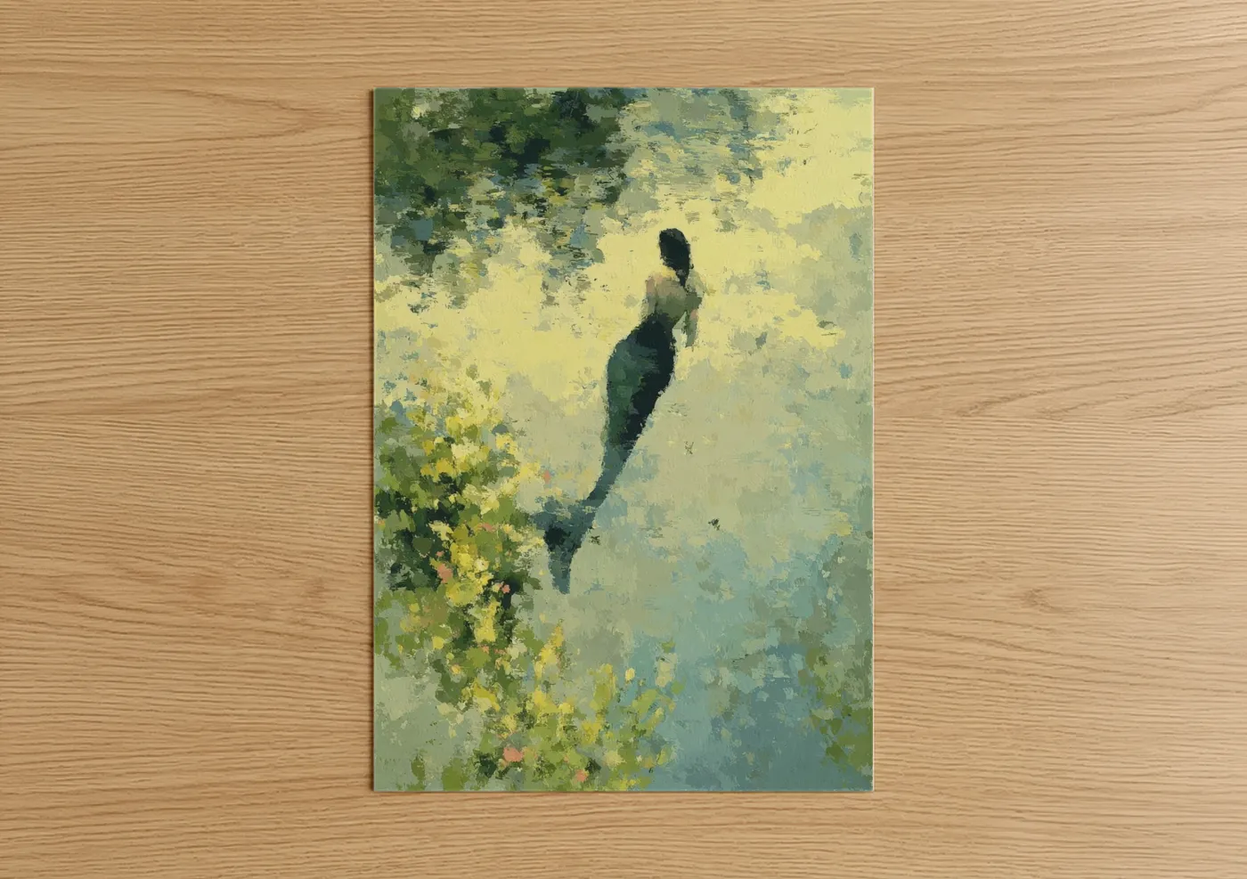 Garden Mermaid Impressionist Watercolor Wall Art