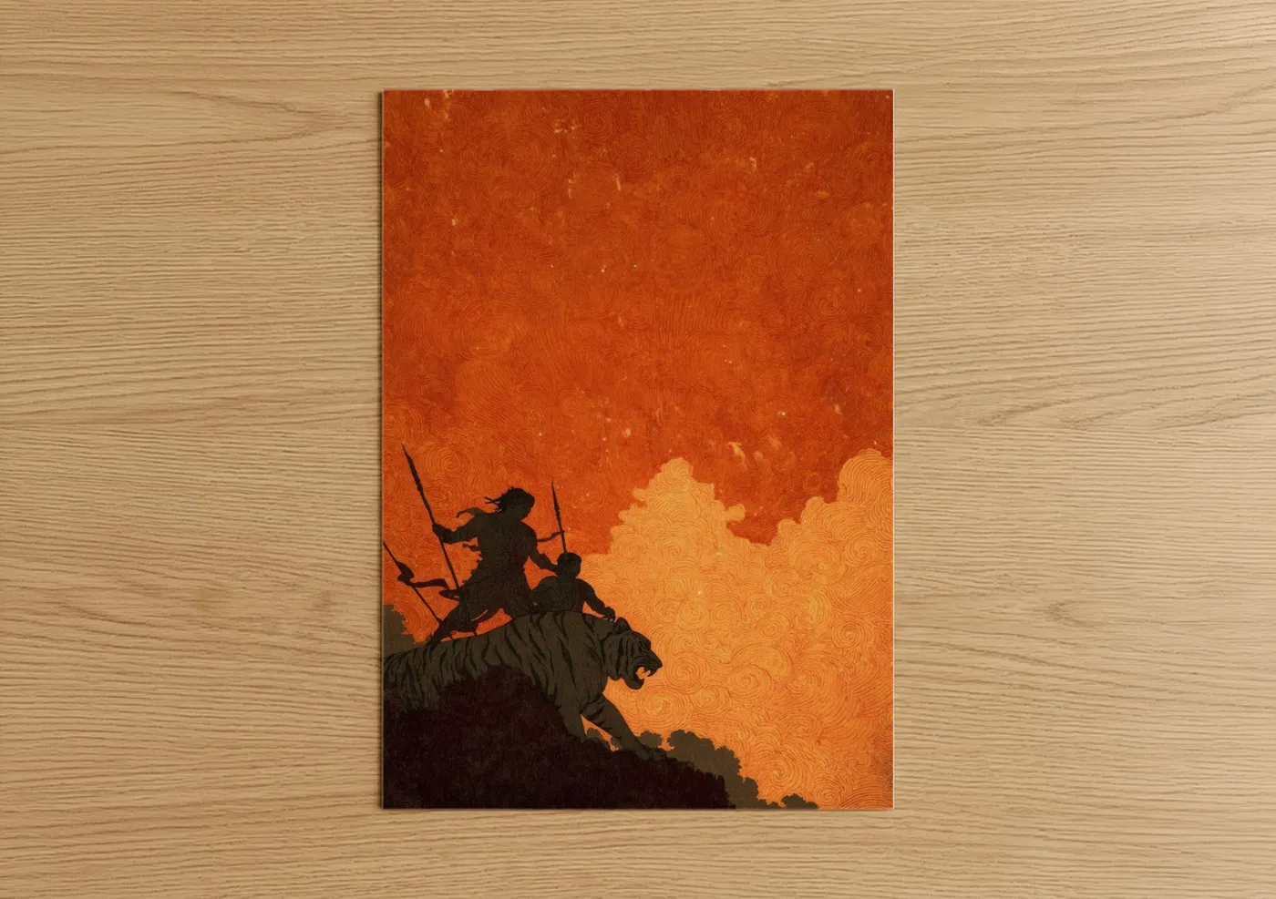 Hindu Holidays Warrior Silhouette Sunset Wall Art