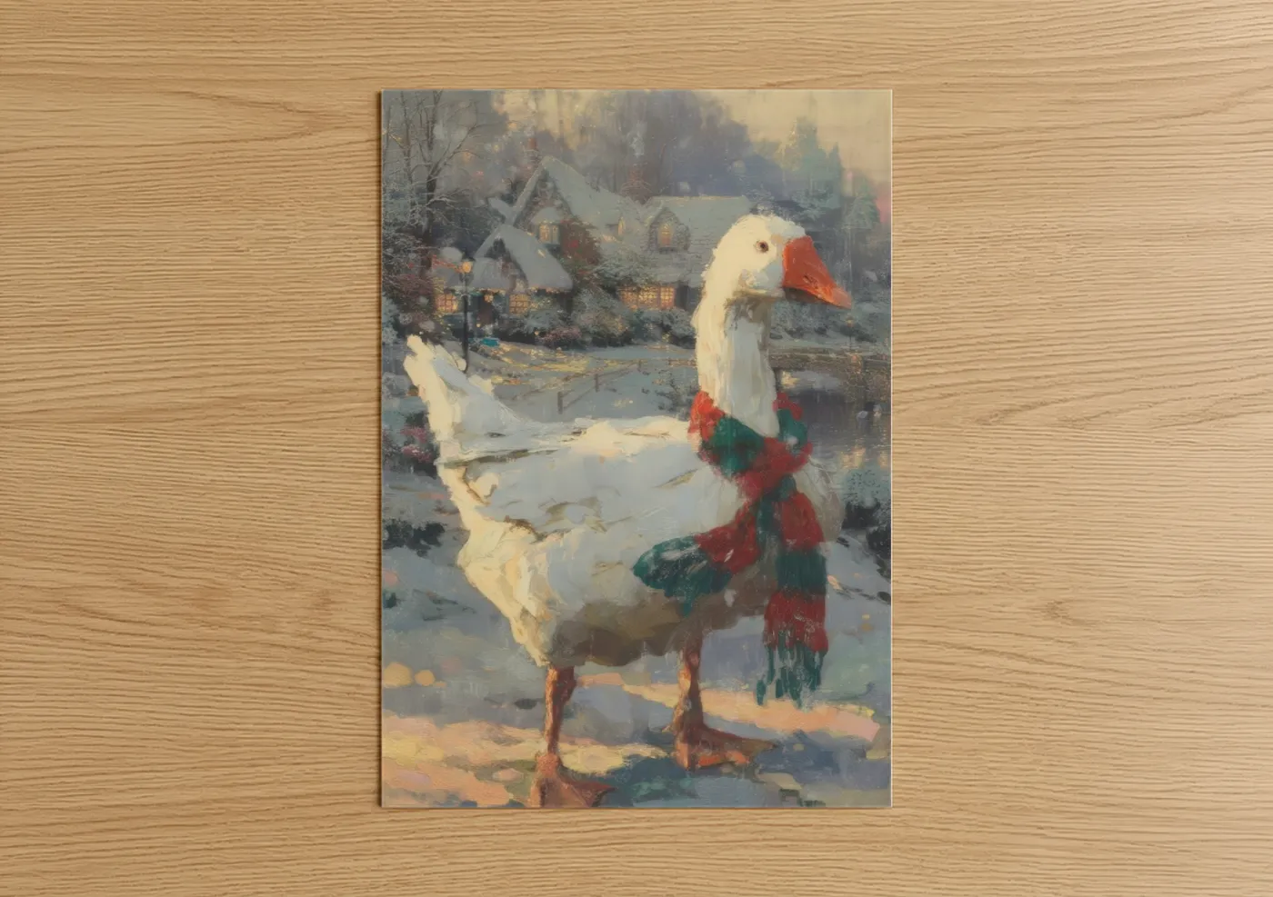 Festive Winter Goose with Scarf Wall Art
