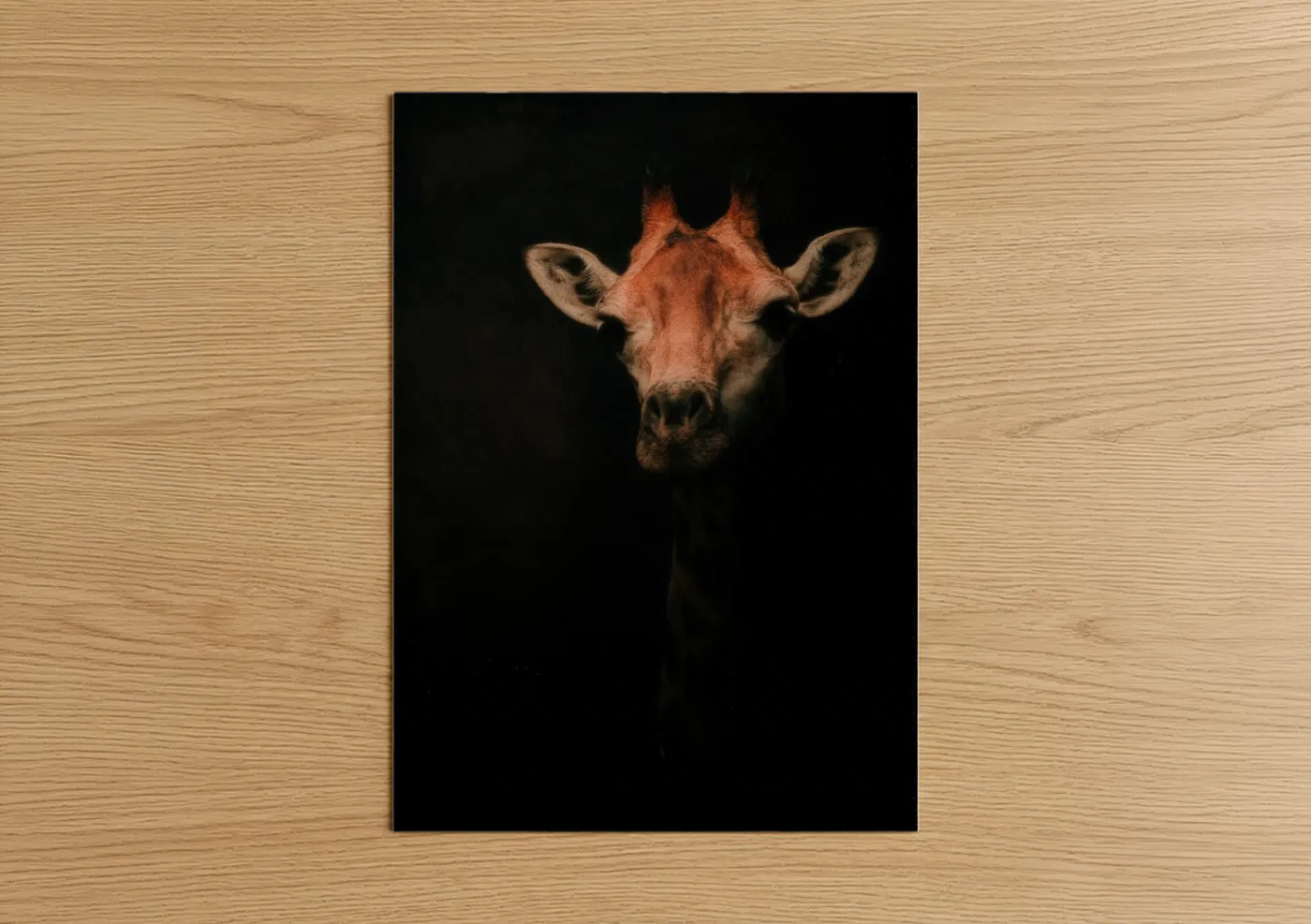 Dramatic Giraffe Portrait Dark Background Wall Art