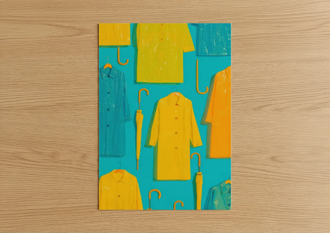 Vintage Raincoat Fashion Flat Lay Wall Art