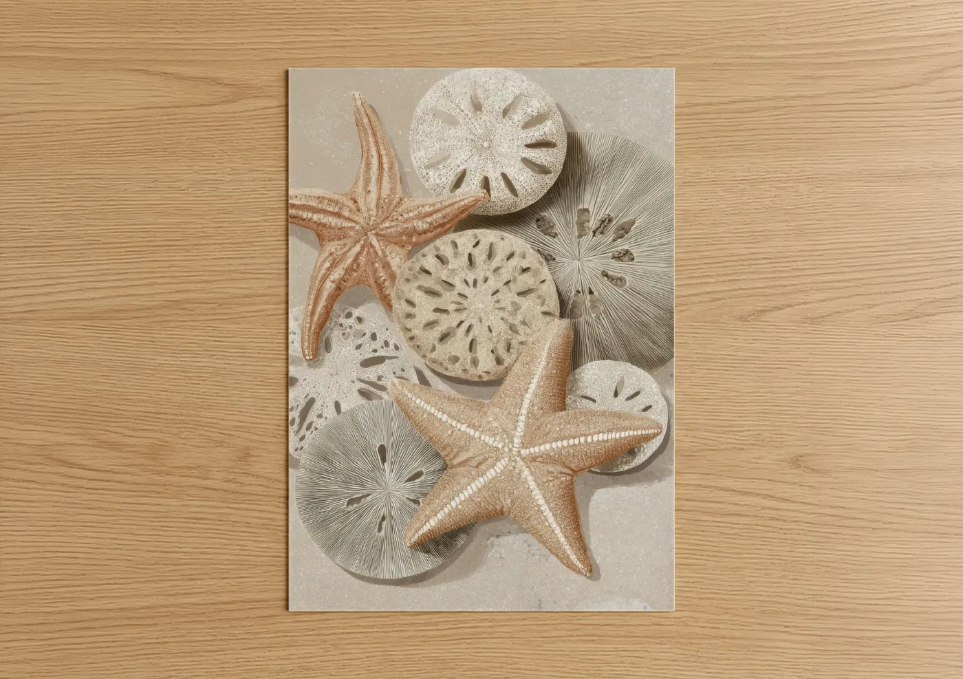 Coastal Starfish and Sea Urchin Illustration Wall Art