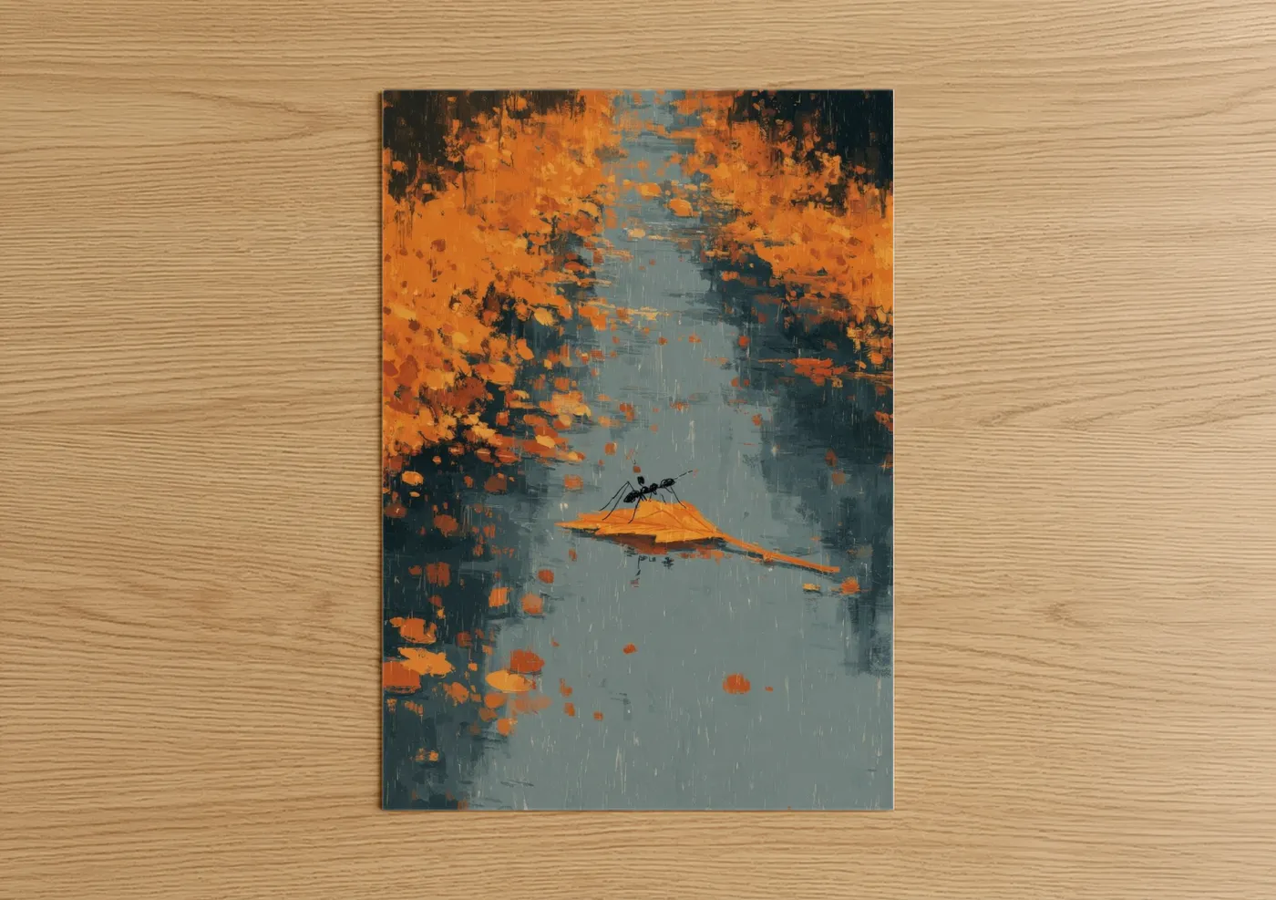 Golden Leaf Ant Abstract Wall Art