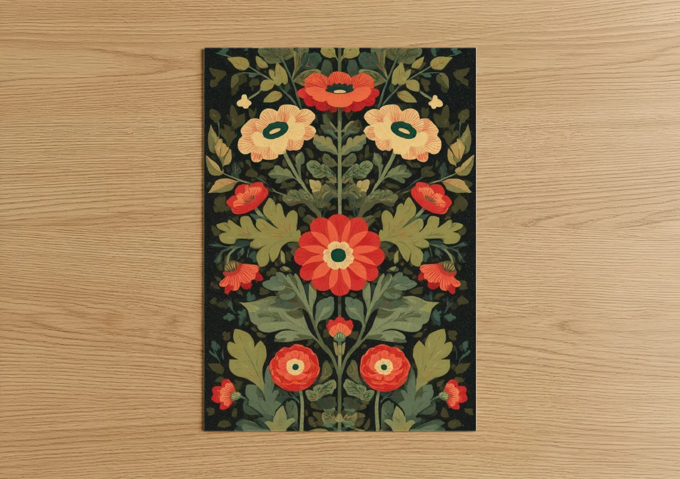Symmetrical Floral Garden Ranunculus Wall Art