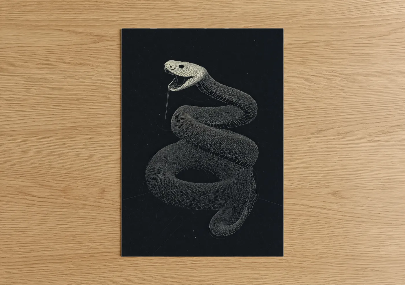Coiled Rattlesnake Engraving Wall Art