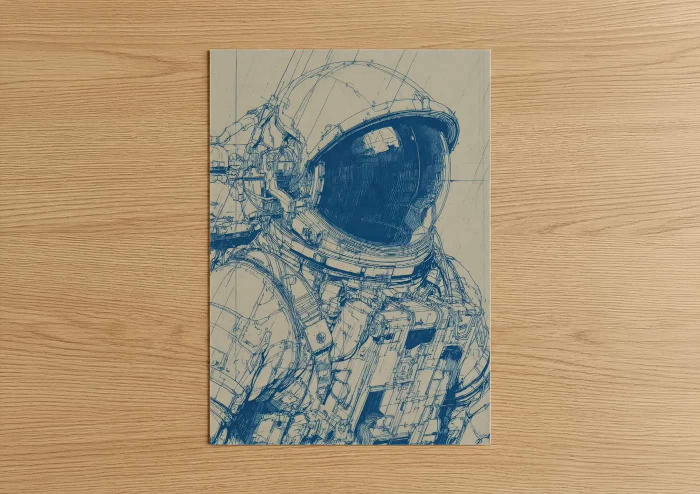 Blueprint Astronaut Technical Space Art Wall Art