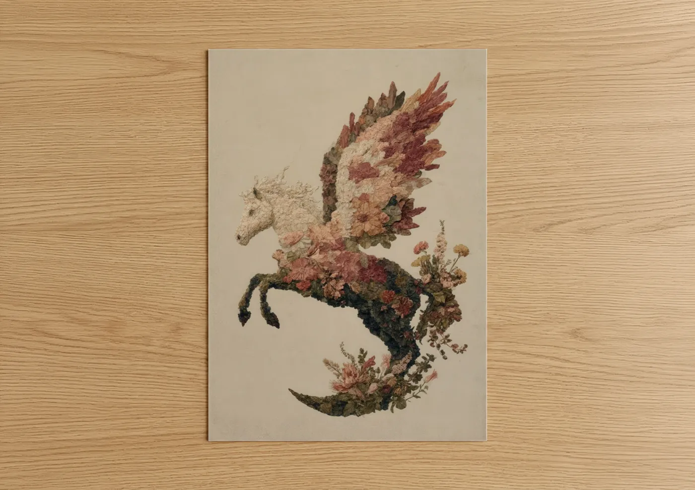 Floral Pegasus Mythical Creature Wall Art
