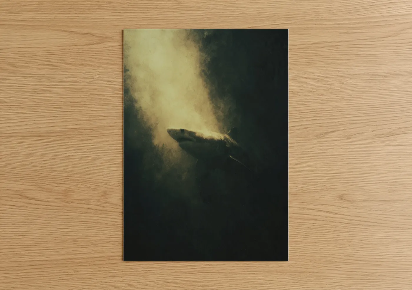 Basking Shark Golden Light Underwater Wall Art
