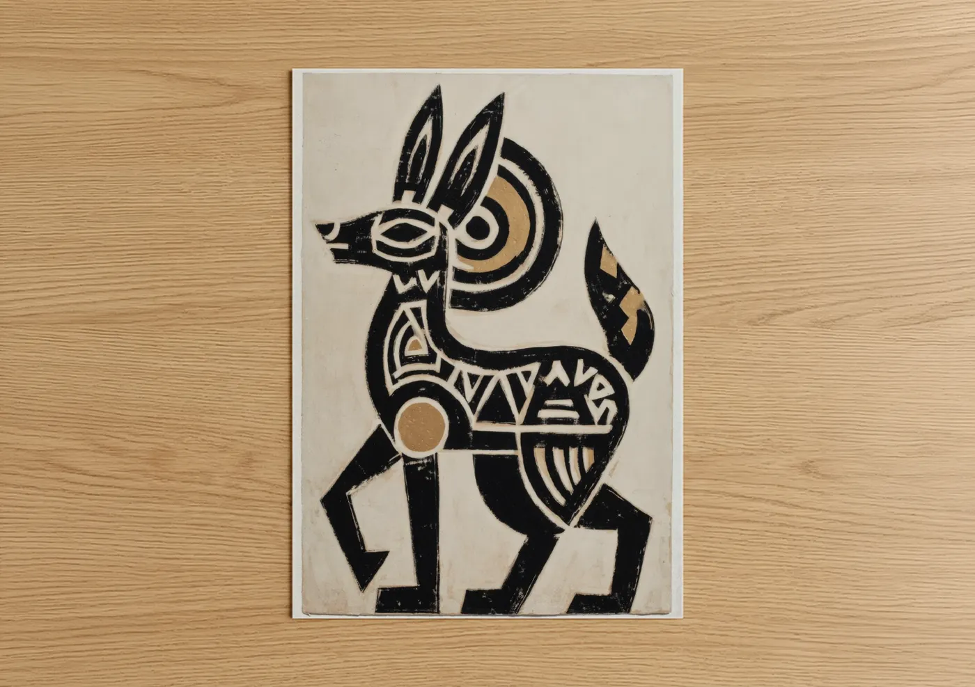 Geometric Llama Abstract Traditional Wall Art