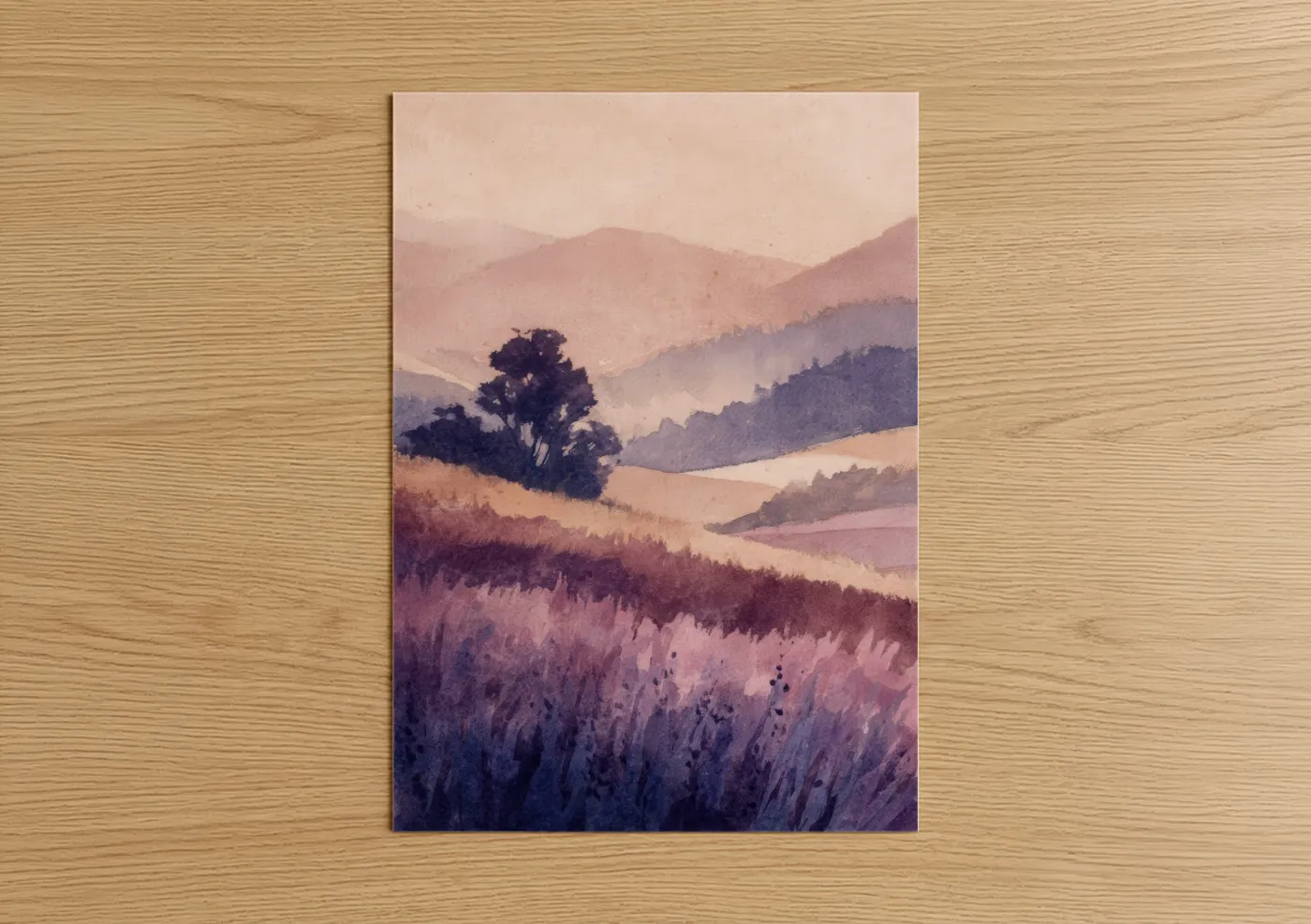 Misty Lavender Valley Landscape Wall Art