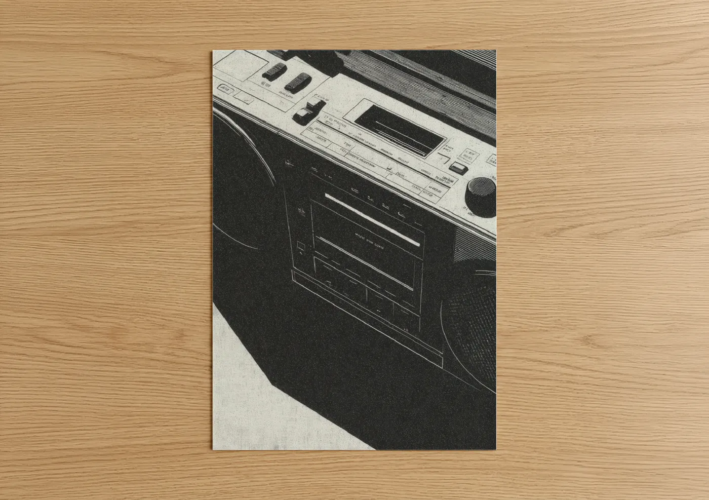 Vintage Boombox Black And White Photography Wall Art