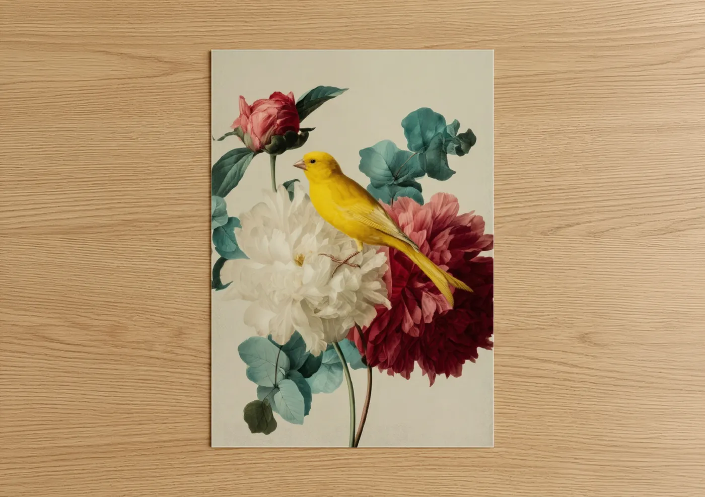 Yellow Canary Among Spring Flowers Wall Art