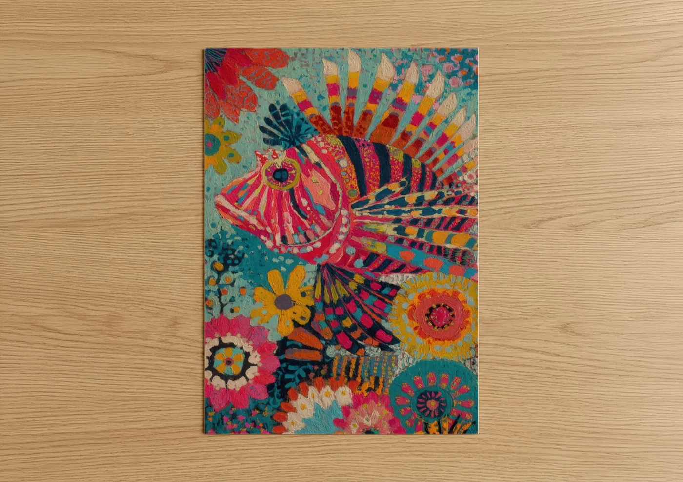 Vibrant Lionfish Art Illustration Wall Art