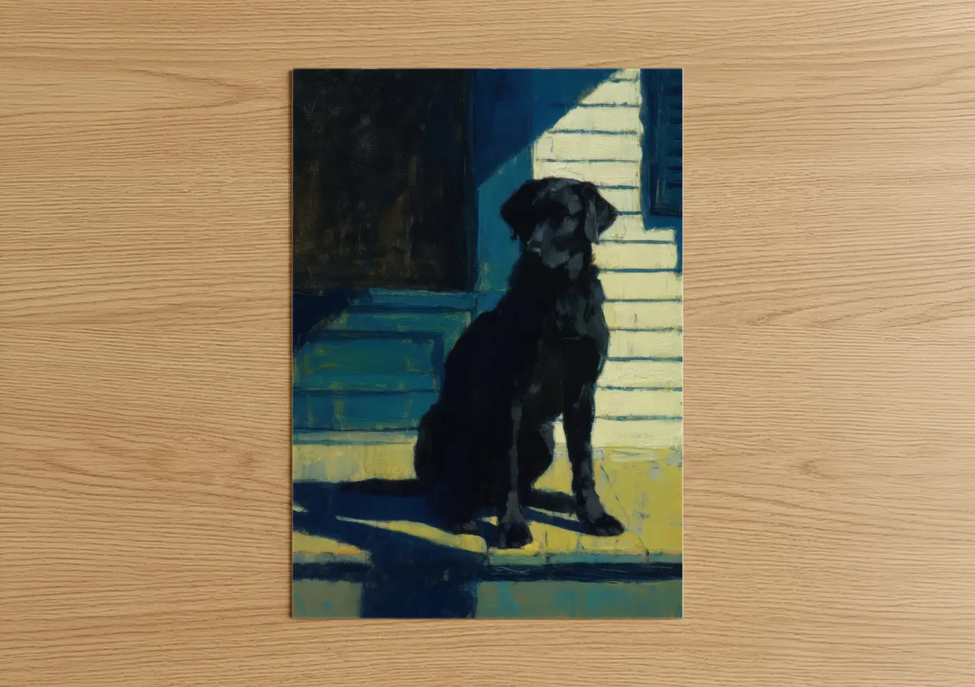 Black Retriever in Sunlight Painting Wall Art