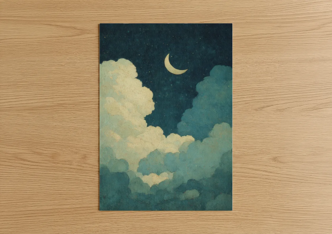 Moonlit Night Sky Fairytale Clouds Wall Art