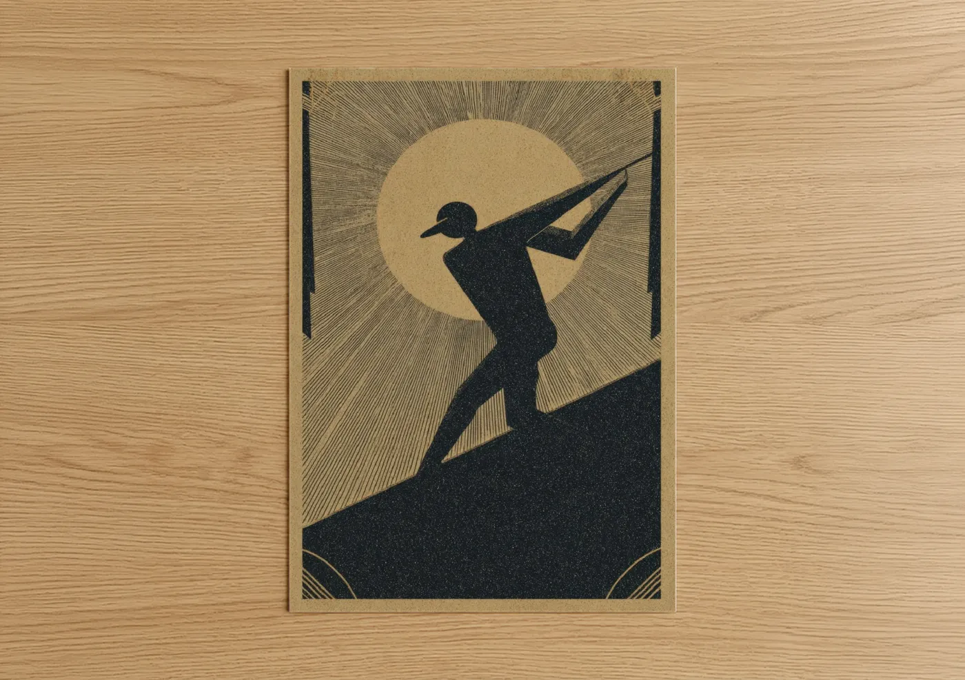 Vintage Baseball Batter Art Deco Silhouette Wall Art