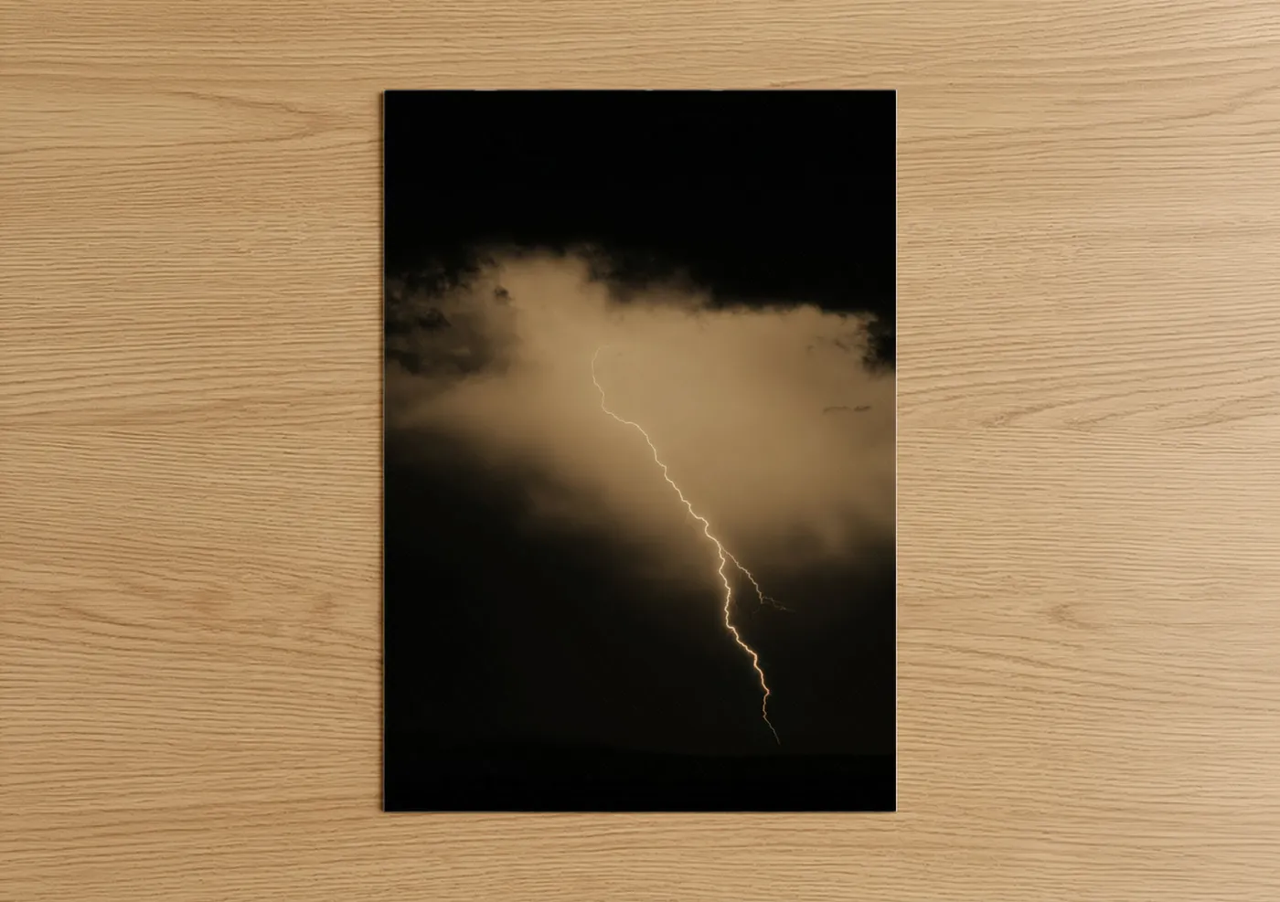 Golden Lightning Storm Night Sky Wall Art