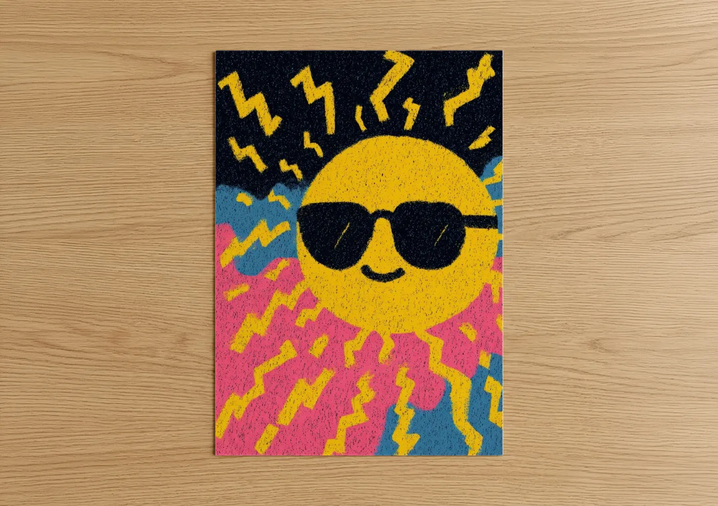 Cool Sun Character Y2K Pop Wall Art