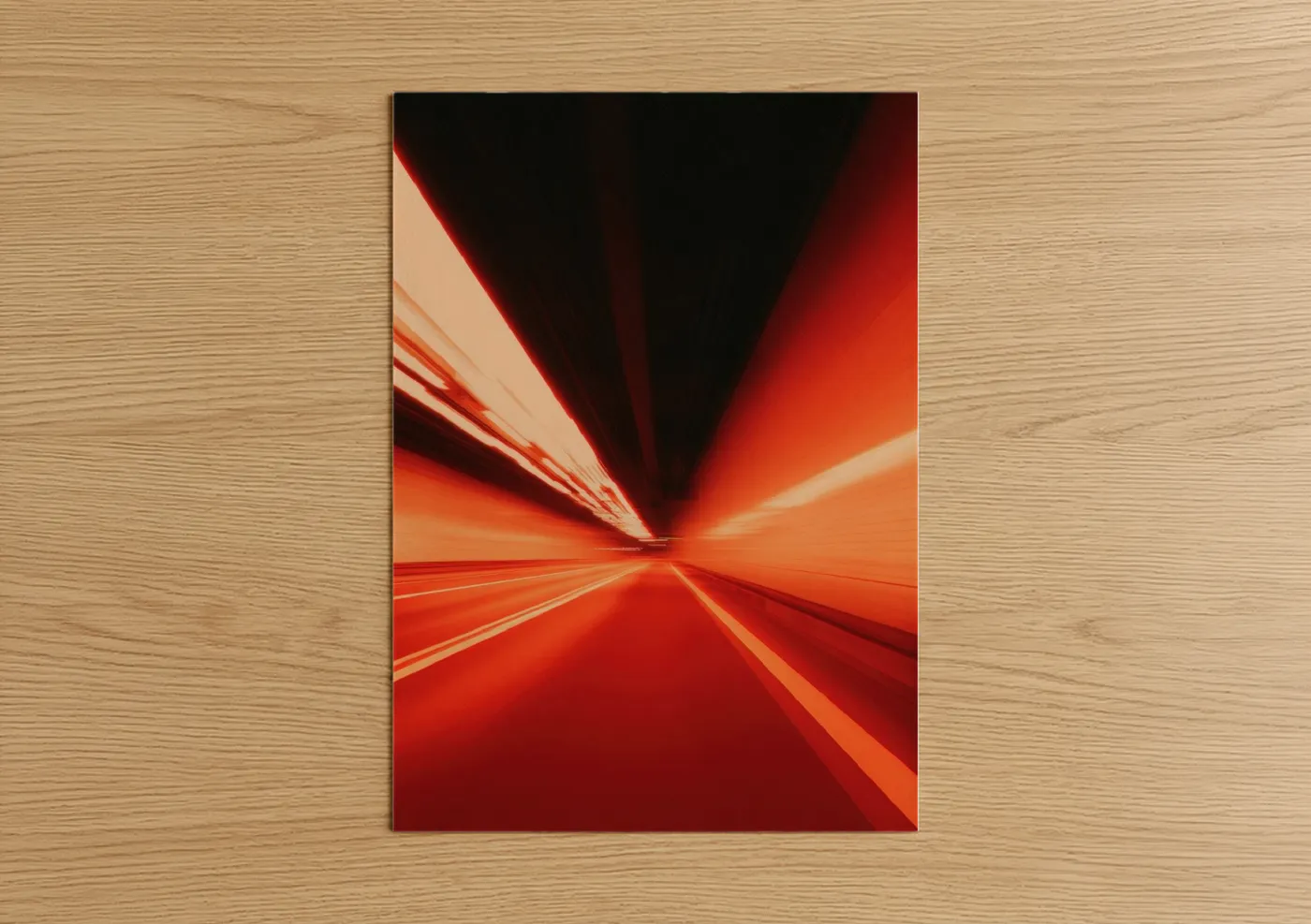Red Light Speed Tunnel Modern Abstract Wall Art