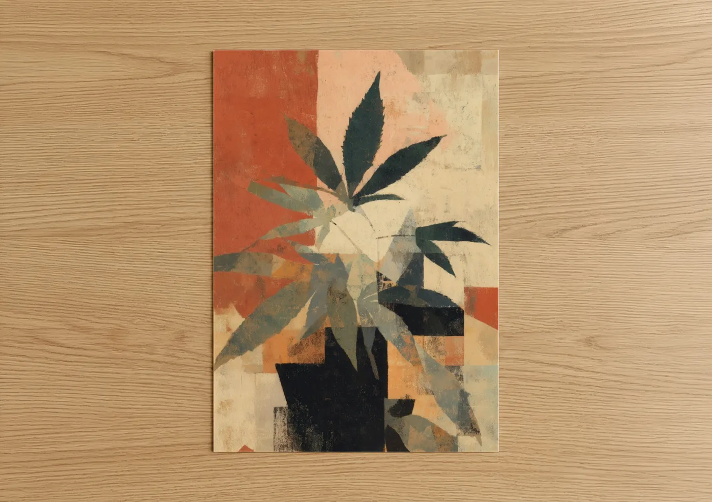 Modern Cannabis Botanical Art Print Wall Art