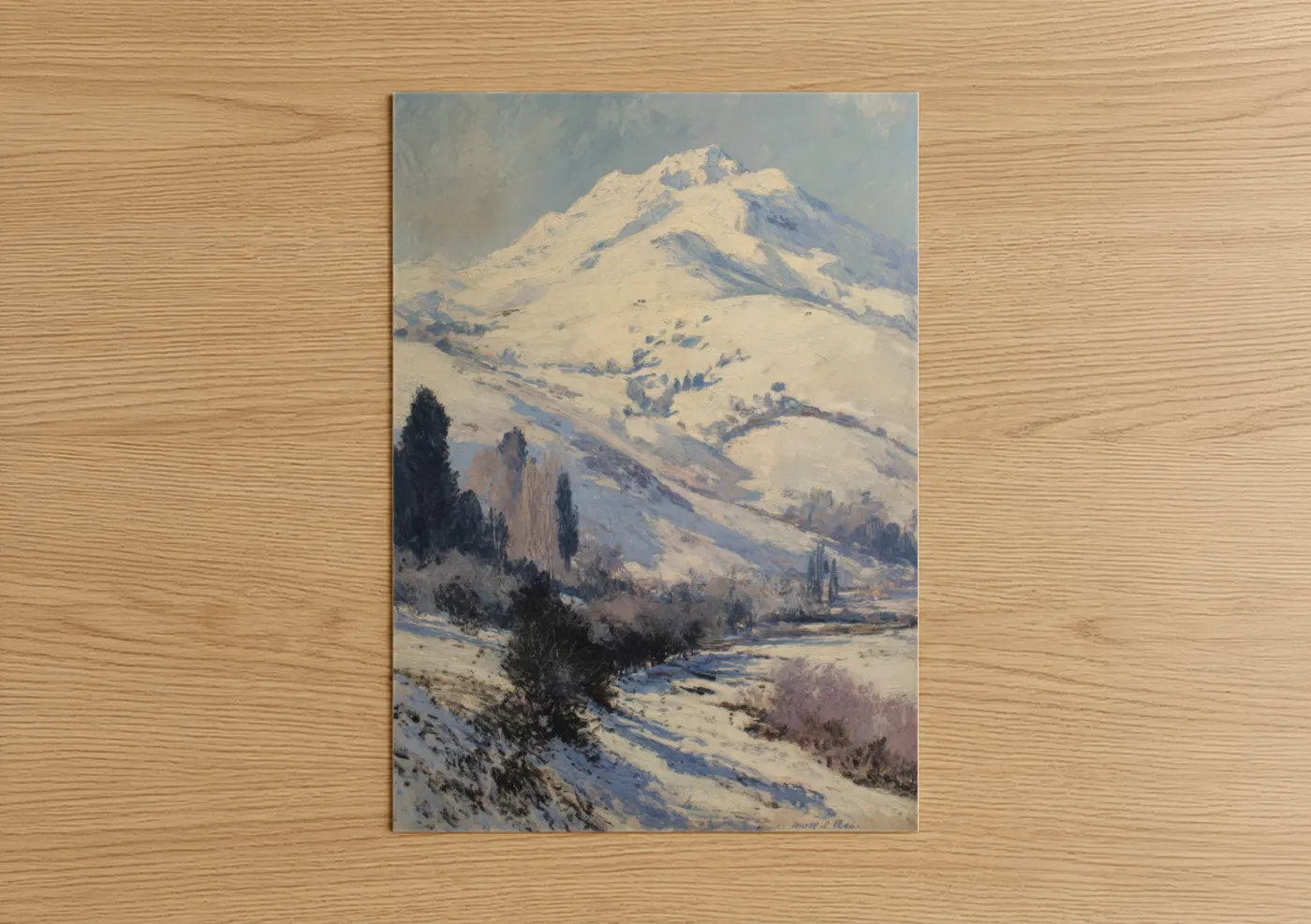 Snow-Covered Mountain Winter Landscape Wall Art