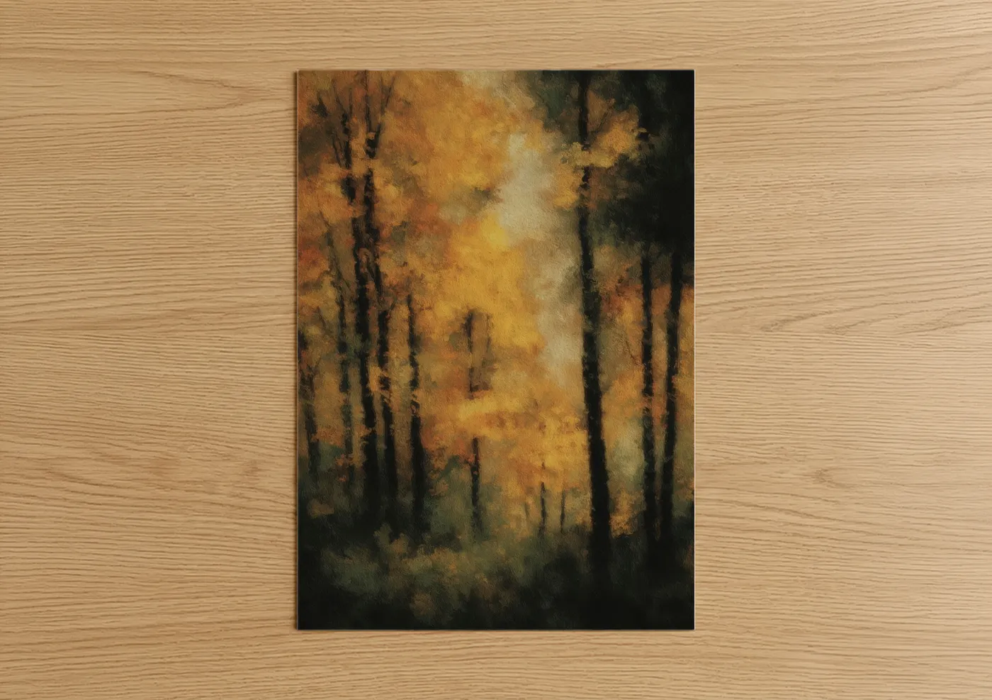 Golden Maple Forest Autumn Landscape Wall Art