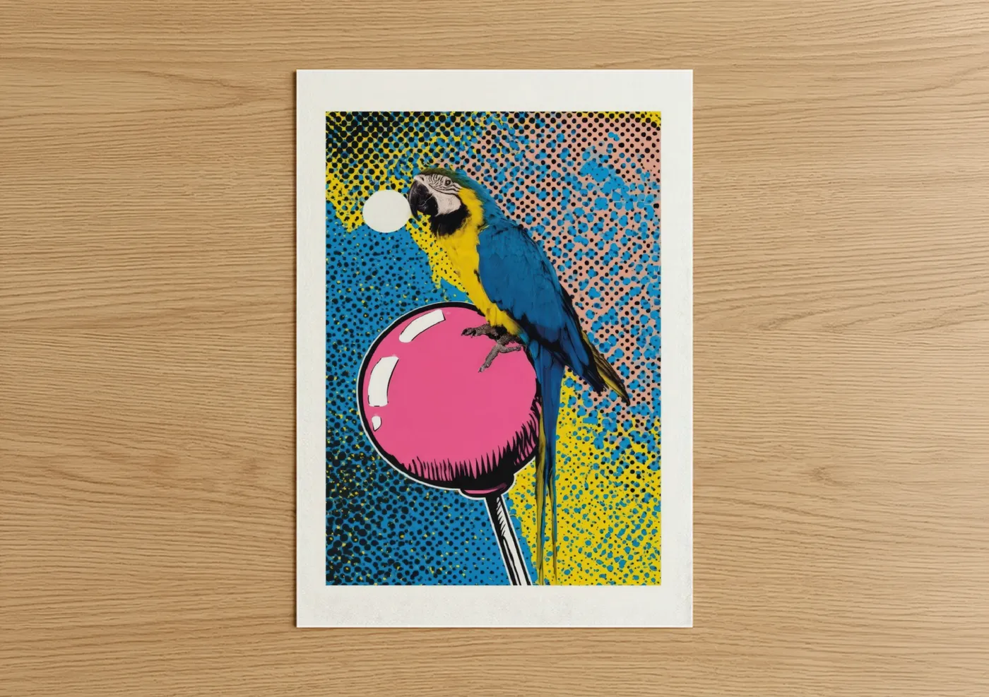 Colorful Pop Art Macaw with Lollipop Wall Art
