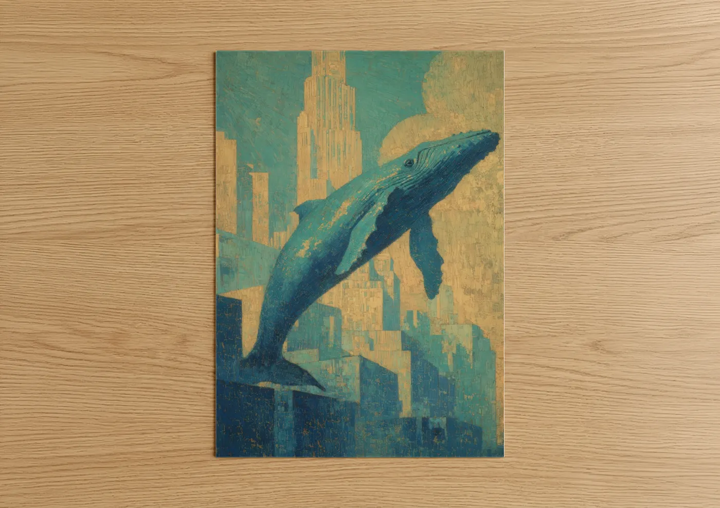 Blue Whale Urban Cityscape Wall Art