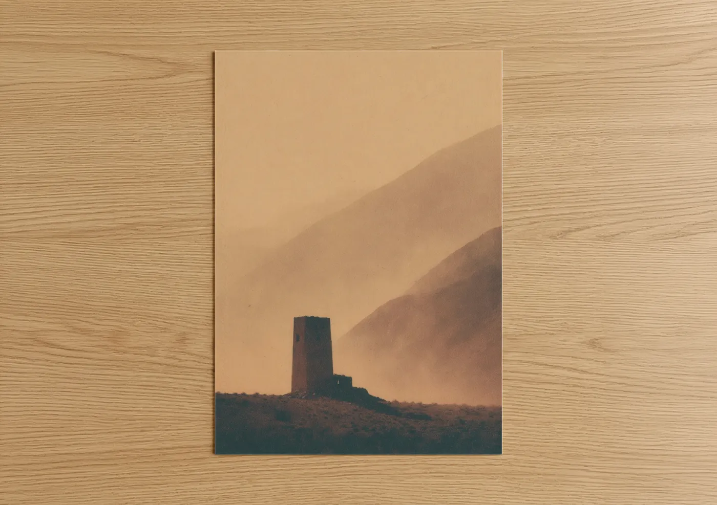 Desert Tower Ruins Misty Landscape Wall Art