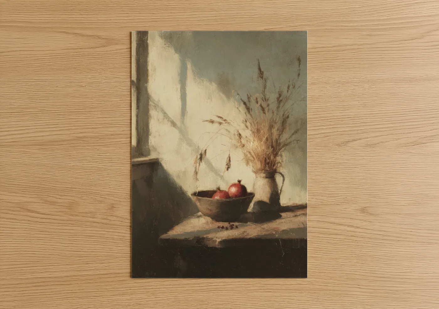Autumn Still Life with Grain and Pomegranates Wall Art