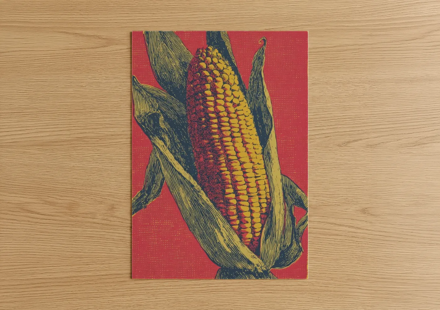 Golden Corn Cob Vintage Botanical Wall Art