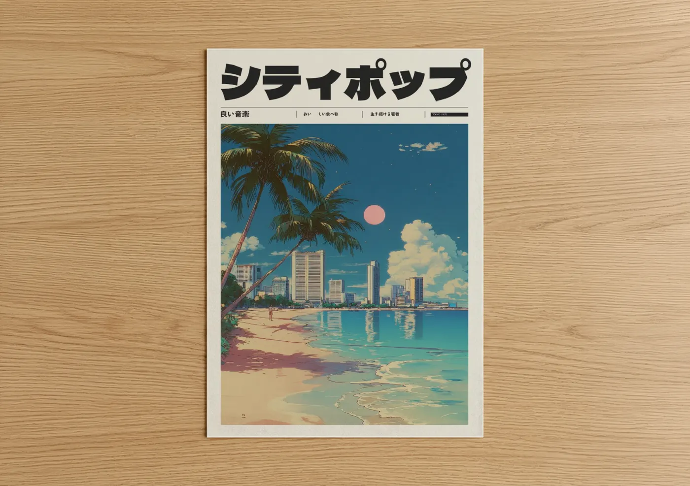 Tropical Beach Sunset Anime Wall Art